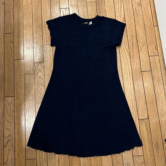 Navy blue ribbed T-shirt dress - Picture 9 of 11